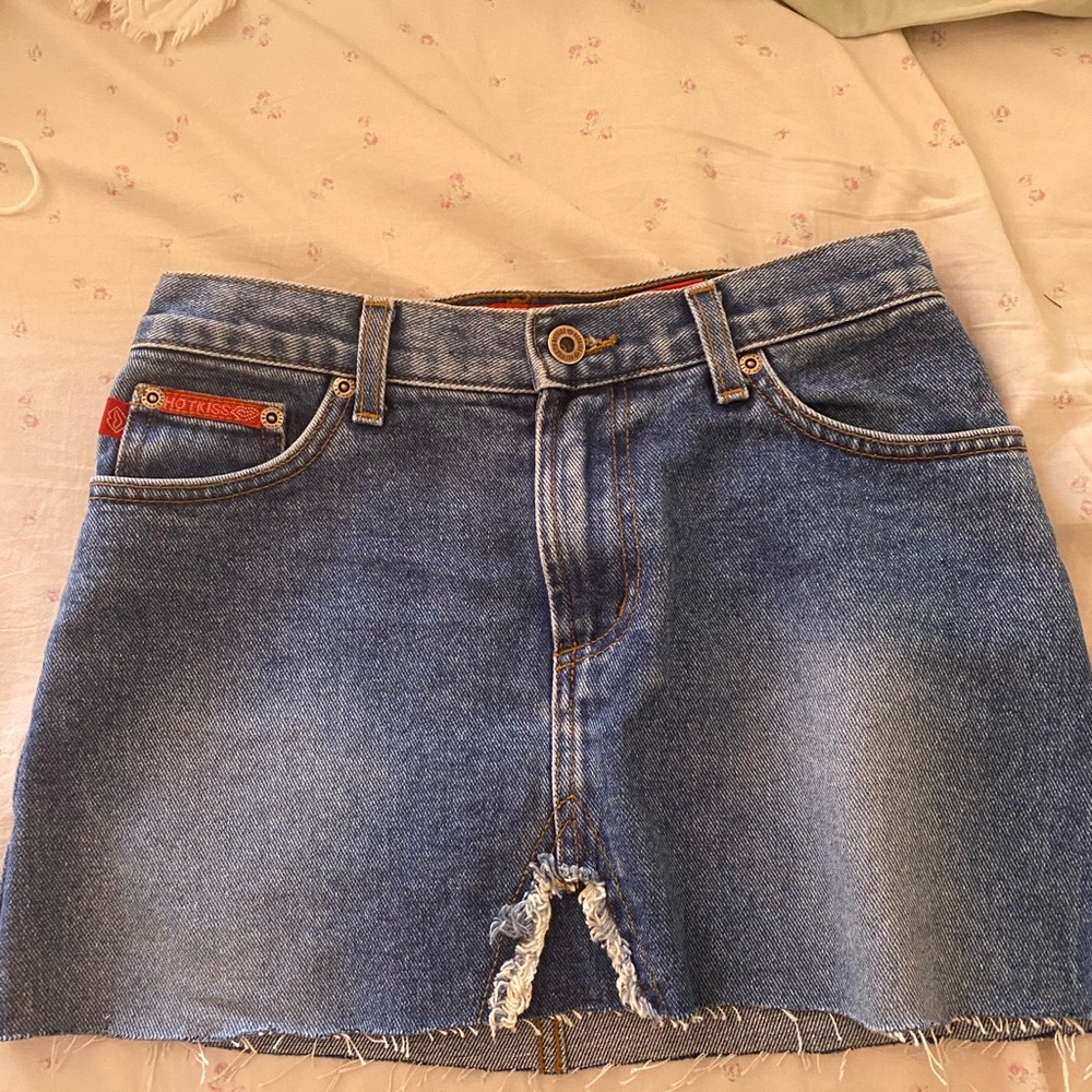 denim mini skirt
